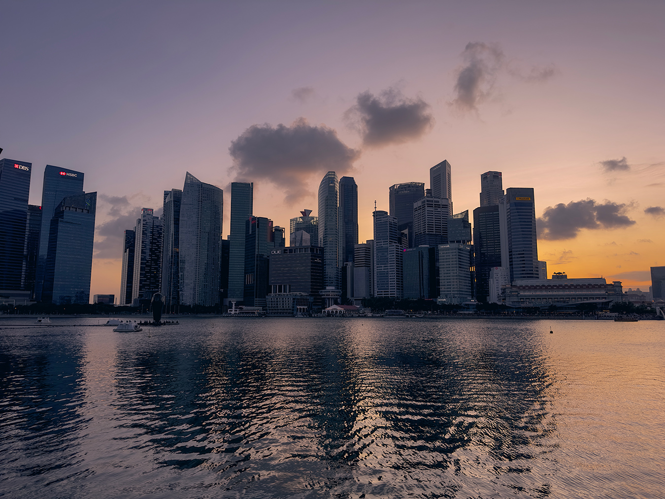 Finance District as seen from the Marina Bay at sunset
